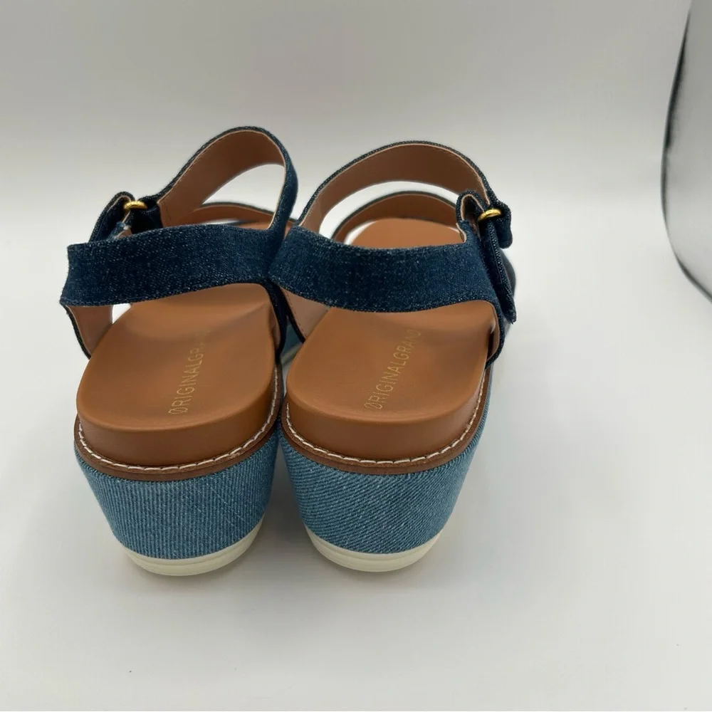 NWB Cole Haan Womens Original grand Peyton Flatform Sandals Multi Denim Size 9.5